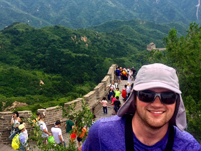 Hipple at the Great Wall of China with VWU students and faculty, July 2016. (Photo by VWU alumnus, Alex McComb)