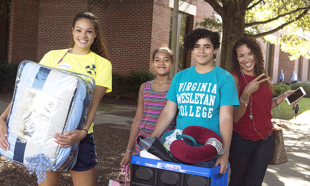 MOVING IN: Family, friends and student orientation leaders helped new Marlins unpack their belongings and make Virginia Wesleyan home on August 24.