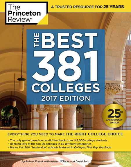 Virginia Wesleyan College has been featured in The Princeton Review's flagship college guide, The Best 381 Colleges: 2017 Edition