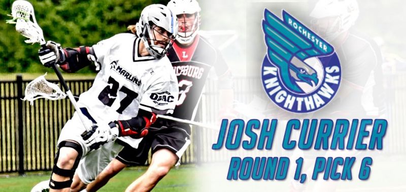 Josh Currier '16 has been drafted sixth overall by the National Lacrosse League to the Rochester Knighthawks