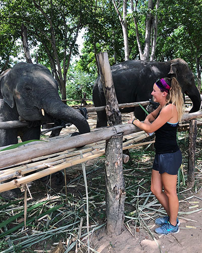 Rachel studying Elephant Husbandry and Health Care, Khun Chai Tong rural village, Surin Province, Thailand, July 2018. (Unknown Photographer)
Rachel studying Elephant Husbandry and Health Care, Khun Chai Tong rural village, Surin Province, Thailand, July 2018. (Unknown Photographer)
