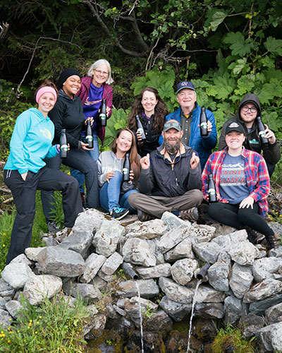 Environmental Science students and faculty making maple syrup in Haines, Alaska, June 2017