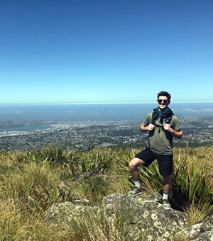 Edwin Kinsey on the Pineapple Track near Dunedin, New Zealand, February 24, 2017. Photograph by John Burdette Edwin Kinsey '18