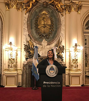 Emilee Pierson at the Casa Rosada in Buenos Aires, Argentina. Photograph by Erika Seemann Emilee Pierson at the Casa Rosada in Buenos Aires, Argentina. Photograph by Erika Seemann