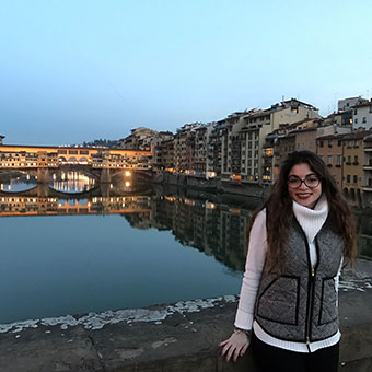 Alexia Vassiliadis at Ponte Vecchio in Florence, Italy, January 28, 2017. Photo by Amanda Browder Alexia Vassiliadis at Ponte Vecchio in Florence, Italy, January 28, 2017. Photo by Amanda Browder