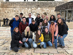 Virginia Wesleyan students at the Western Wall in Jerusalem, Israel, 10 January 2020. Photograph by Elad Vazana. Virginia Wesleyan students at the Western Wall in Jerusalem, Israel, 10 January 2020. Photograph by Elad Vazana.