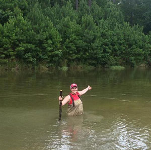 Hali Goad (‘16, Earth & Environmental Science) received a research grant from the Virginia Foundation of Independent Colleges (VFIC) this past summer to examine the efficacy of retention ponds to improve the water quality of stormwater runoff