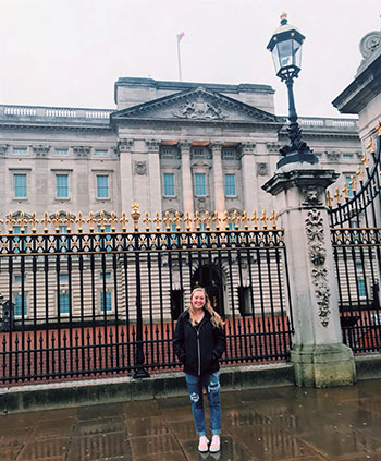 Jackson in front of Buckingham Palace, London, January 2020. (Photograph taken by Jordana Gruber)