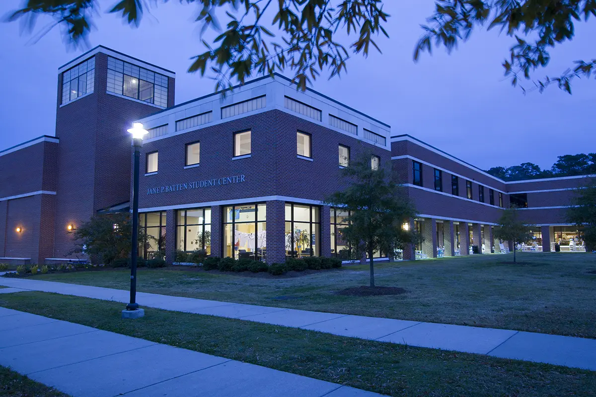 Jane P. Batten Student Center at night time
