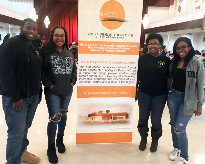 Members of the Black Student Union at an event supporting the African American Cultural Center in Virginia Beach. From left: BSU President Michael Perry, Saige Smith, BSU Vice President Monique Ayers and Maya Davis (Photo courtesy of Monique Ayers)