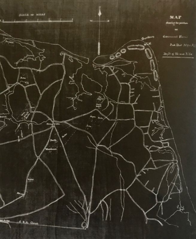 Baker Farm, now the site of Virginia Wesleyan University, is outlined faintly in the upper lefthand corner of this 1866 map.