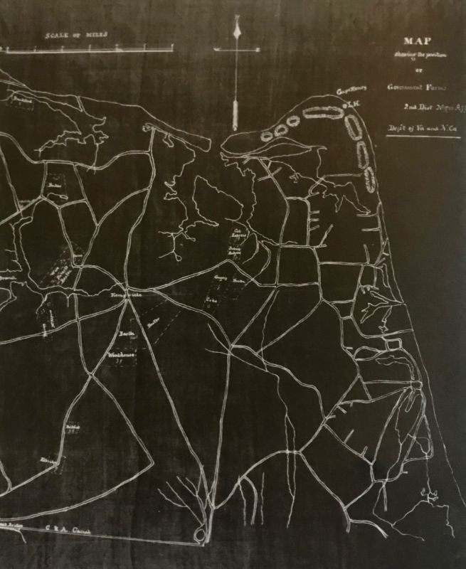 Baker Farm, now the site of Virginia Wesleyan University, is outlined faintly in the upper lefthand corner of this 1866 map.