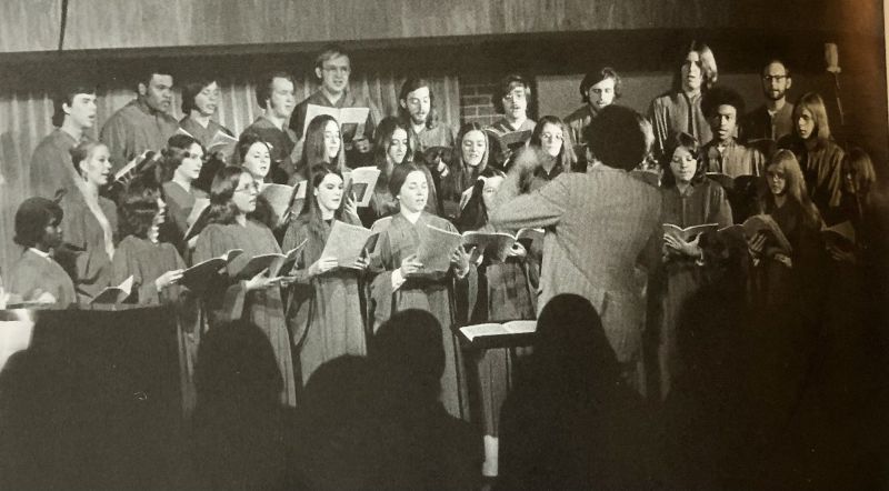 PREMIER CONCERT: The newly formed Virginia Wesleyan Chorus, under the direction of David Clayton, performed the Vivaldi Gloria in 1972.