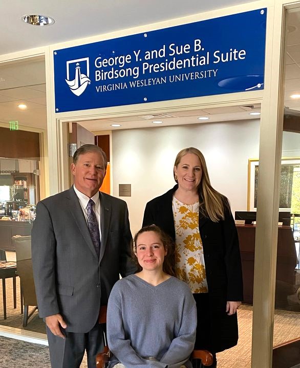 VWU President Scott D.Miller, Graduate Assistant Abigail Mahoney, and VWU Chief of Staff Kelly Cordova