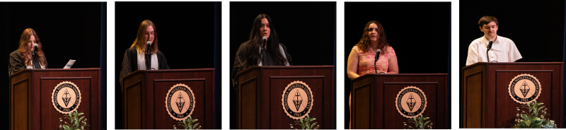 Student speakers included: Stephanie Clark '26, Mary Brennan '26, Ariana Medina '26, Grace Harriman '26 and Ethan Mejzak '26